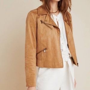 Tan faux suede moto jacket